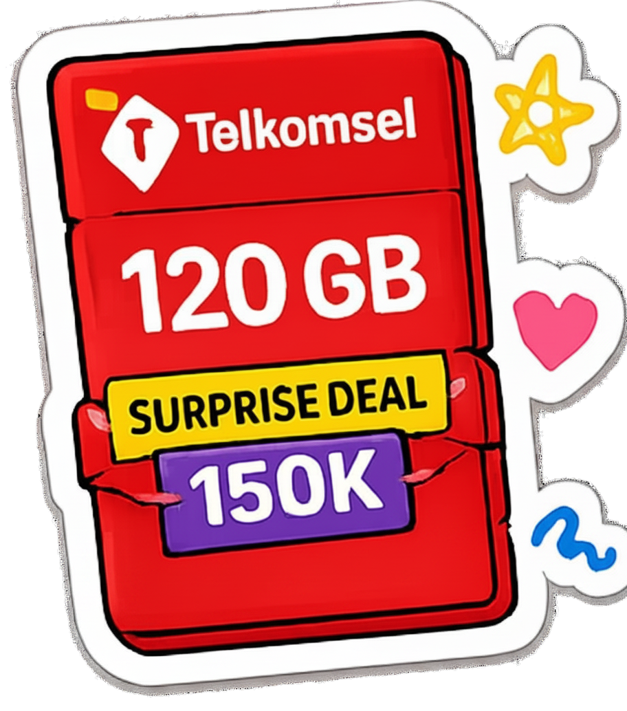 3x Kuota Telkomsel 120 GB (Surprise Deal 150K) selama 1 Tahun